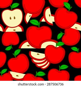 Red Apple seamless on black background