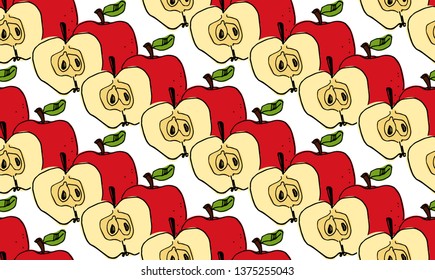 Red apple seamless pattern background - Vector illustration 