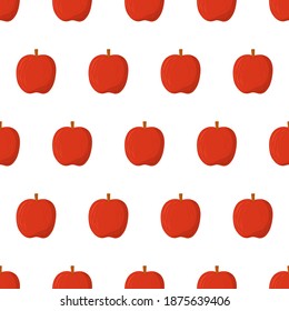Red apple seamless pattern, great design for textile, wrapping paper, scrapbook. Decorative print. Autumn season background. Isolated vector illustration. Healthy food backdrop.