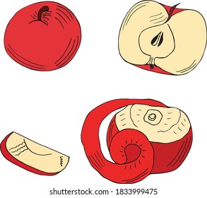 Red apple set vector illustration