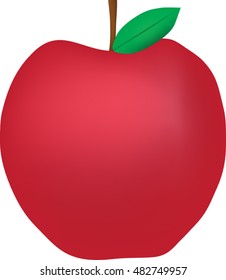 Red Apple with Shading - Vector Illustration