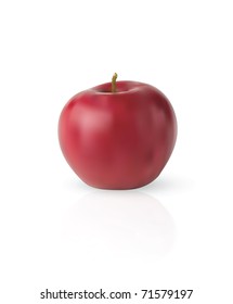 Red apple with shadow in editable vector format