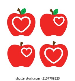 Red Apple Shape Graphic With Heart Outline Cutout in Center