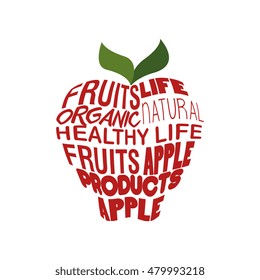 red apple shaped words 