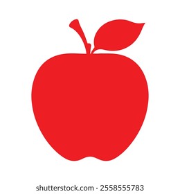 Red apple silhouette with leaf icon vector illustration design.