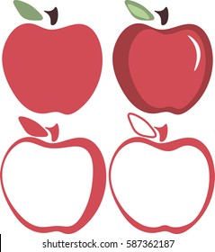 Red apple simple icon. Vector illustration