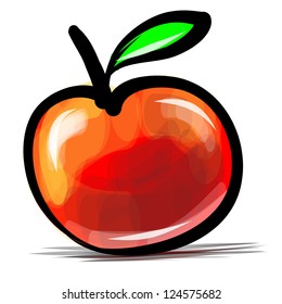 Red apple sketch vector illustration