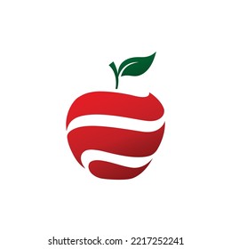 Red apple skin. Slice apple skin. healthy, freshness and delicious juice logo.