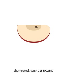 Red apple slice icon in flat design.