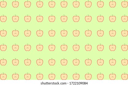 red apple slice on a green background