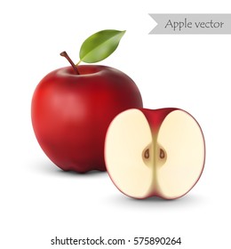 Red apple and slice vector isolated