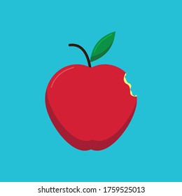 Red apple with a small bite