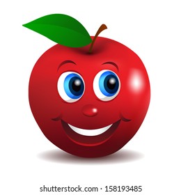 Red Apple Smiley Character