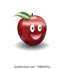 red apple smiling happy, mesh coloring