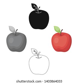 Red Apple. Snack at school. Lunch at the break.School And Education single icon in cartoon,black style vector symbol stock illustration.