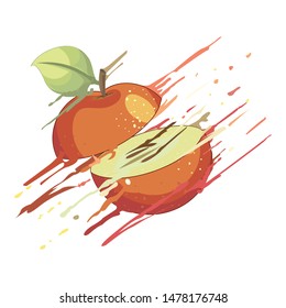Red apple splash - illustration