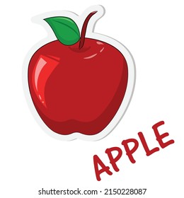 Red apple. Sticker delicious apple. Vector on a white background, eps10