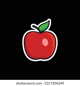 red apple sticker isolated on black background