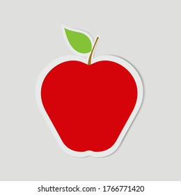 Ilustración del vector de pegatinas de Apple rojo en estilo plano de moda