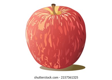 roter Apfel in Streifen auf weißem Hintergrund.