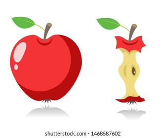 red apple and stub, vector illustration 