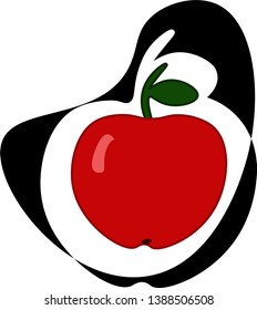 Red apple in the style of flat. On a white background. Design sites about fruit, agriculture, plant growing, diets. Vector illustration.