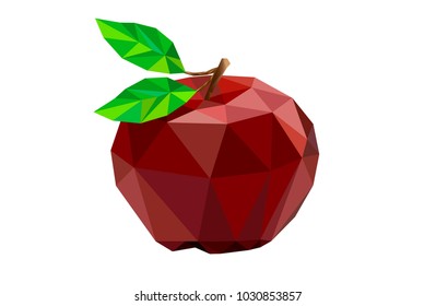 

Red apple. Apple in the style of low poly. Polygonal fruit.  It is designed in the style of low poly. Apple isolated. 