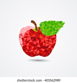 red apple in style polygonal graphics