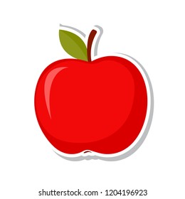 Red apple. Sweet fruit. Isolated fruit on white background. Vector illustration.