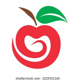 Vector de diseño del logotipo de la manzana roja aislado en fondo blanco.