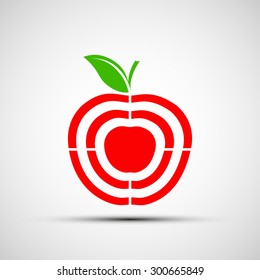 Red Apple as a target. Vector Image Stock.
