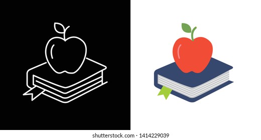 Red apple with text book vector 