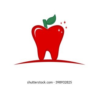 red apple tooth teeth dent dental dentist image icon