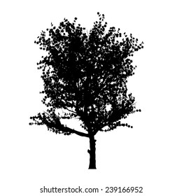 red apple tree silhouette