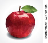Red apple from triangles. Logo concept. Vector illustration.