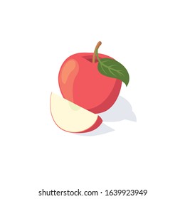 Red apple. Vector 3d isometric, color web icon, new flat style. Creative illustration design, idea for infographics.