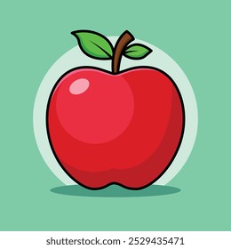 Red Apple Vetor Art - Ilustração de fruta fresca e suculenta