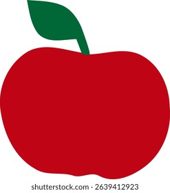 Red Apple Vector Art - Simple Fruit Clipart Icon