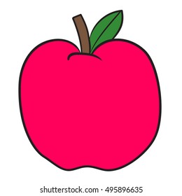 Red Apple Vector Artwork. Black outline simple apple artwork.