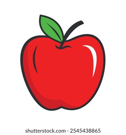 Red Apple vetor design elegante. Ilustração vetor de maçã fresca e suculenta.