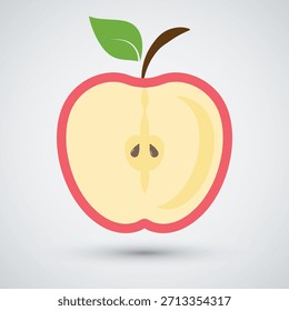 Vector de manzana roja saludable fruta dulce media manzana ilustración