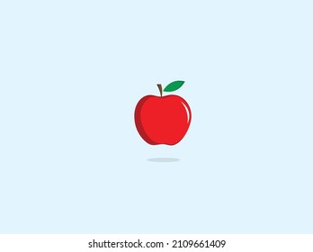 Red apple. Vector apple Icon. red apple with green leaf