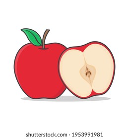 Ilustración del icono del vector de Apple Rojo. Todo El Icono De La Llanura De Manzana Roja