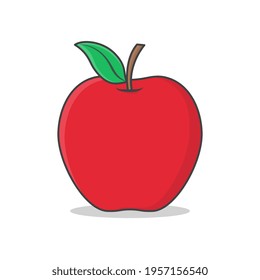 Red Apple Vector Icon Illustration. Whole Red Apple Flat Icon
