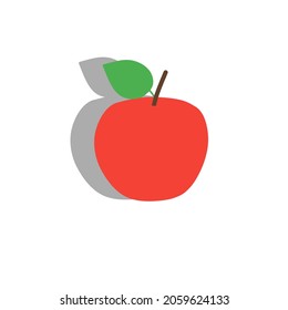 Red apple vector icon with shadow