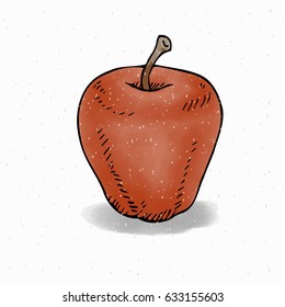 Red apple. Vector illustration.