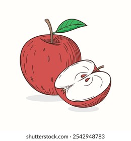 ilustração vetor maçã vermelha. ícone de fruta de maçã. maçã vermelha isolada no fundo branco.