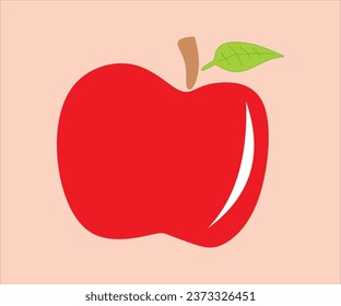 red apple vector illustration Isolated on Pink Background