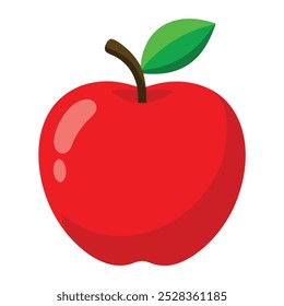 Ilustración vectorial roja de la manzana aislada en el fondo blanco