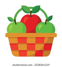 Ilustración vectorial roja de la manzana aislada en el fondo blanco